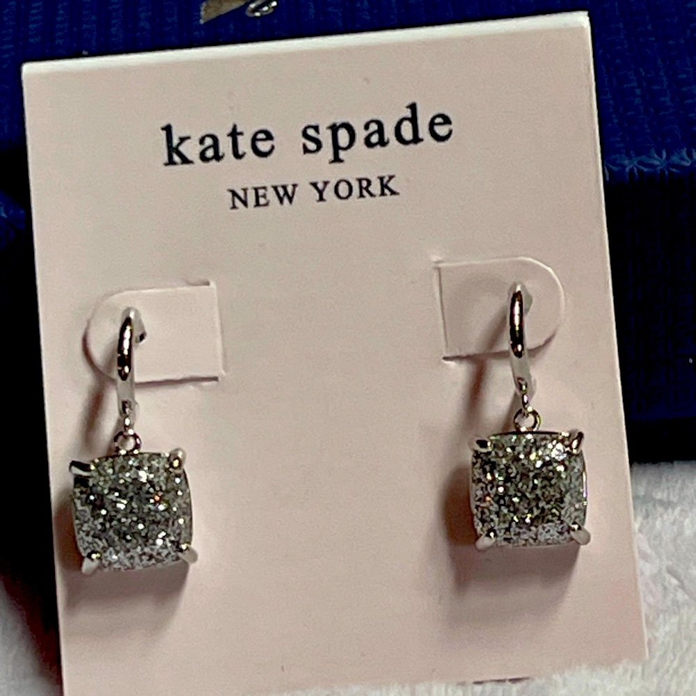 Kate Spade Silver Glitter Mini Huggies Earrings